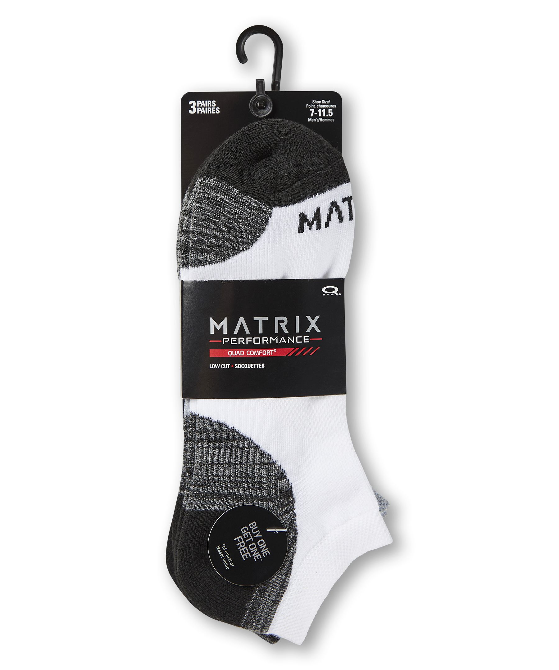Chaussettes sport basses BOGO pour hommes, Matrix, paquet de 3&nbsp;paires