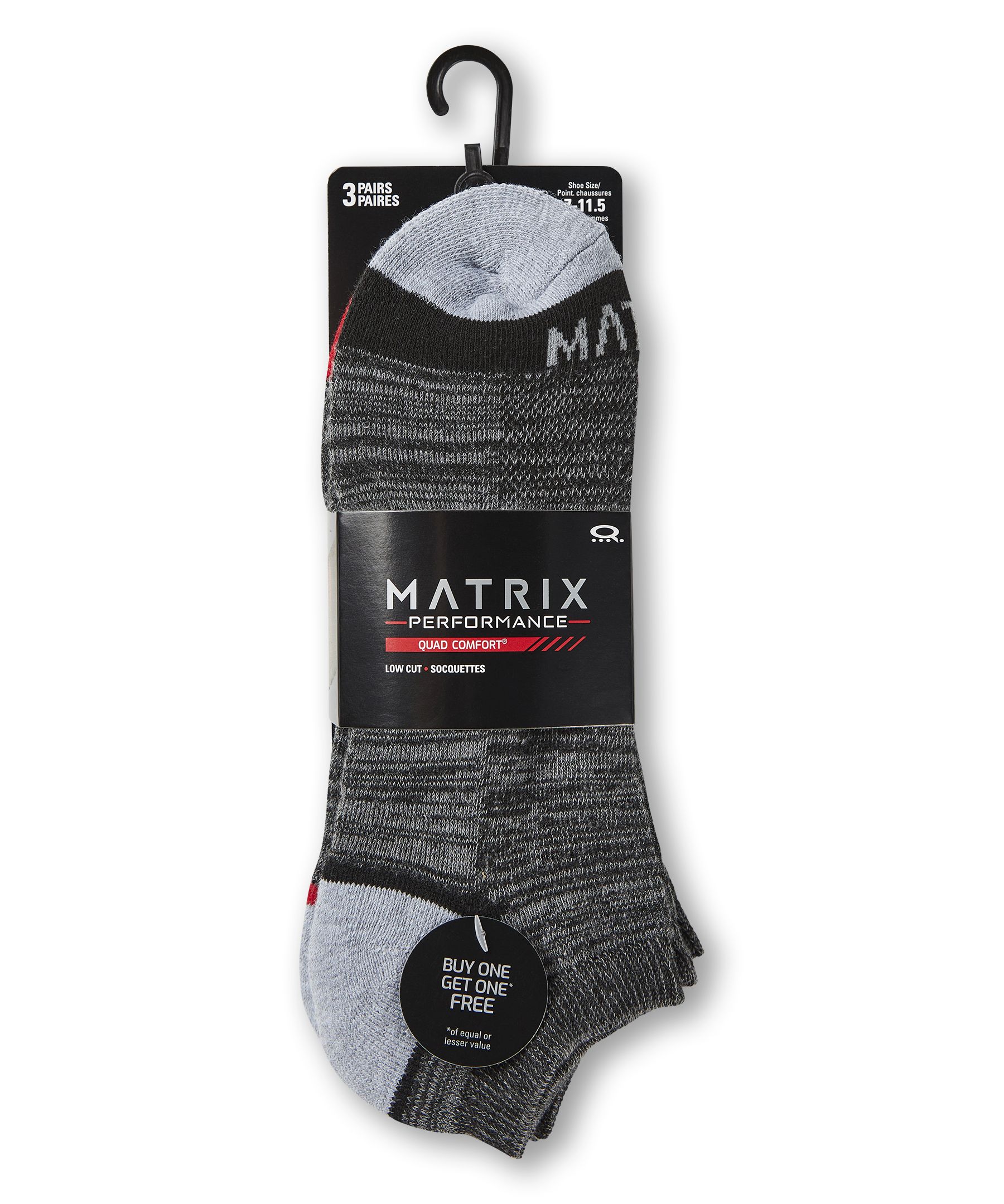 Matrix Men's BOGO Low Cut Sport Socks, 3 Pack
