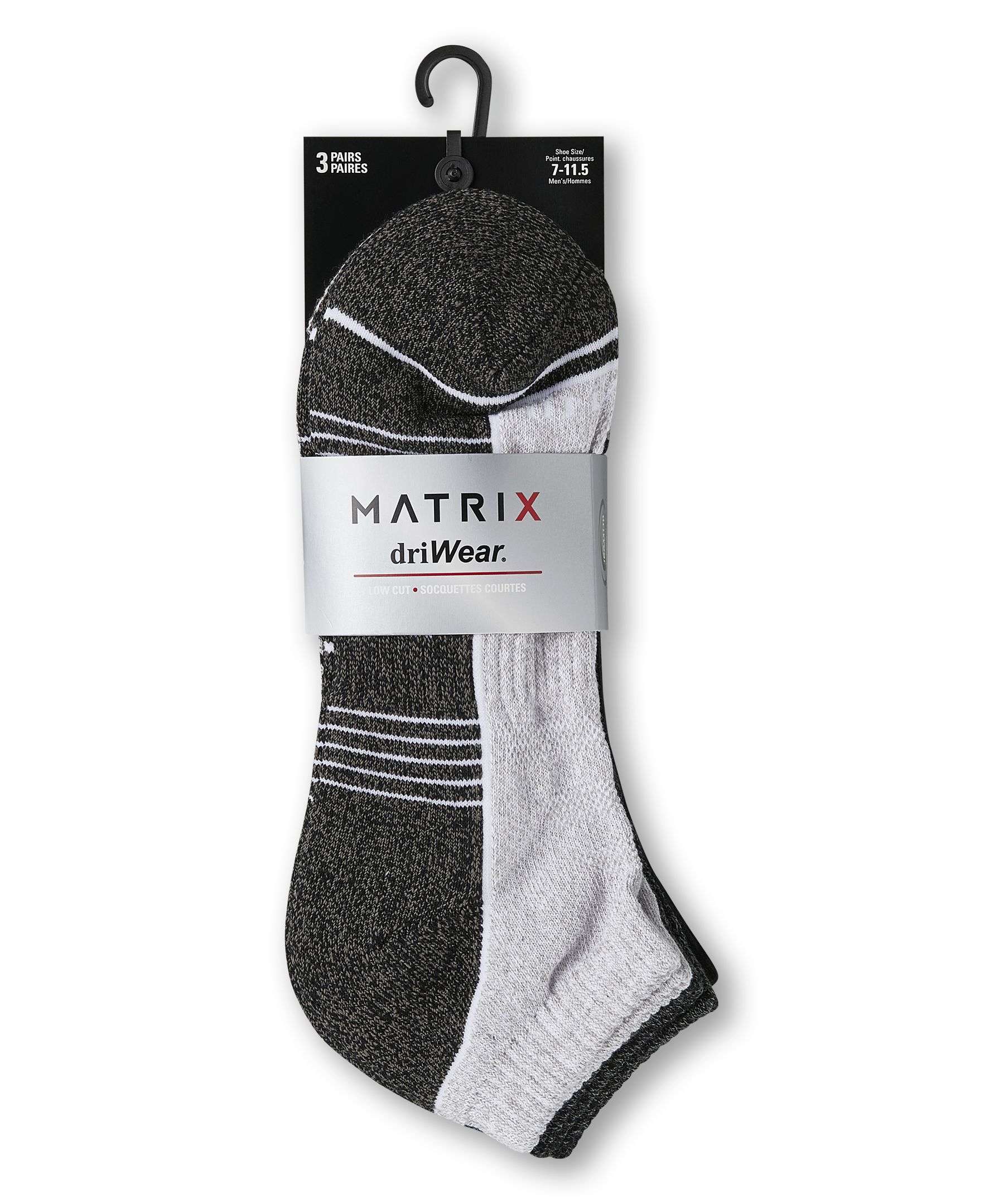 Chaussettes sport basses avec DRIWEAR pour hommes, Matrix, paquet de 3&nbsp;paires