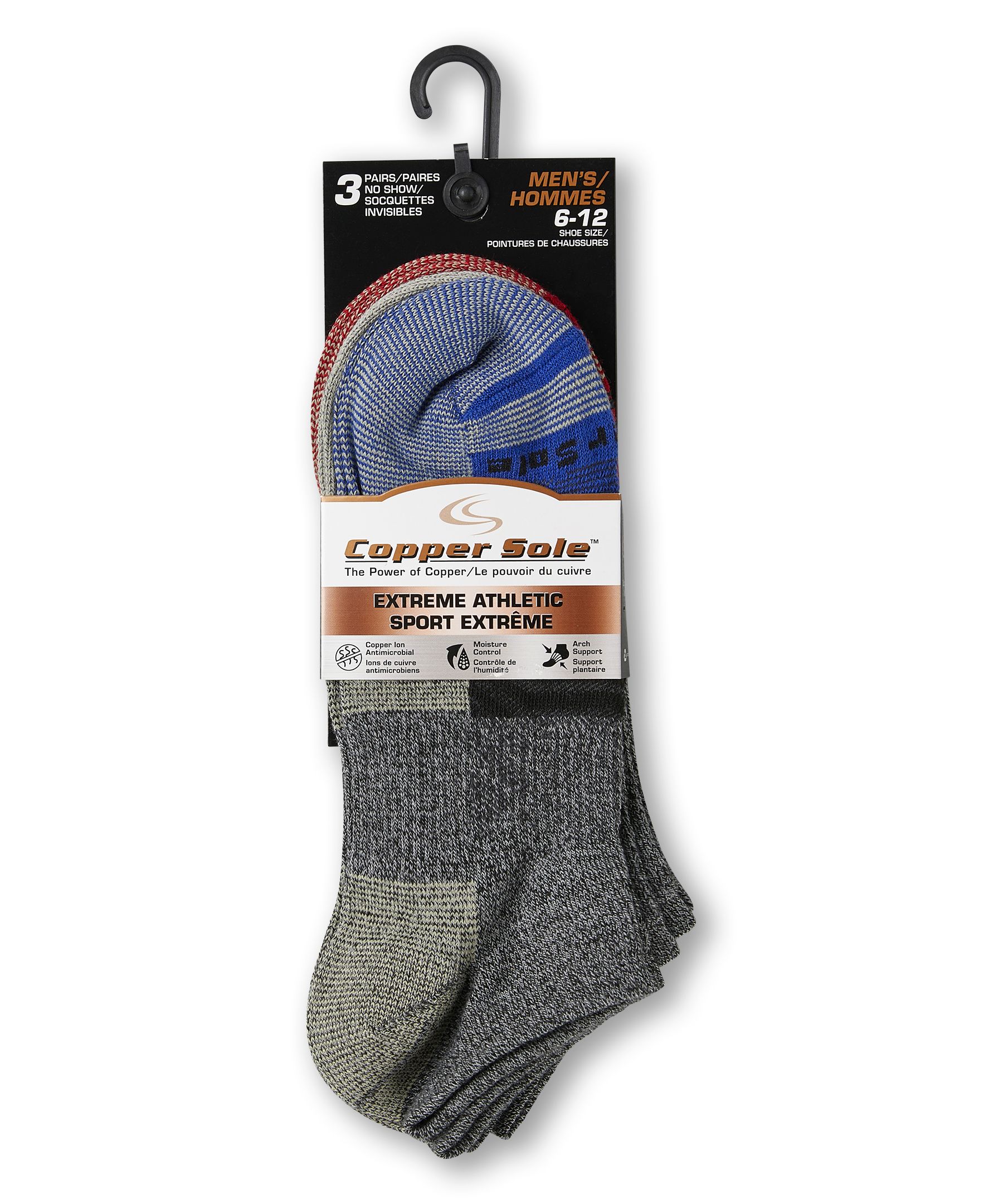 Chaussettes basses pour femmes, Extreme Athletic, Copper Sole, paquet de 3&nbsp;paires