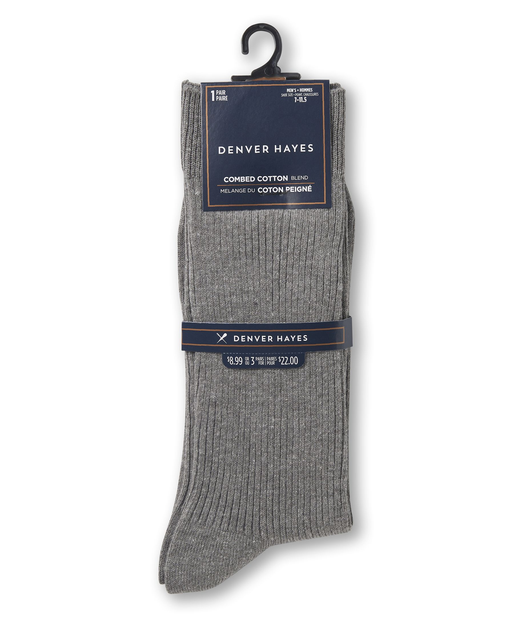 Chaussettes décontractées en tricot côtelé avec FreshTech pour hommes, Denver Hayes