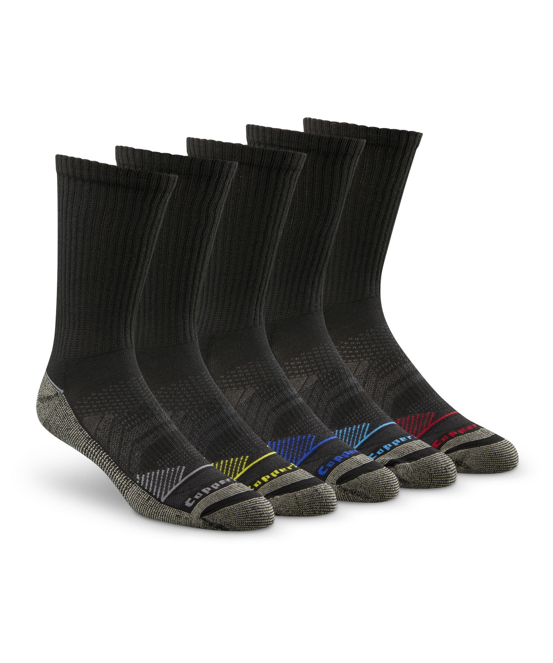 Mi-chaussettes pour hommes, Extreme Athletic, Copper Sole, paquet de 5&nbsp;paires