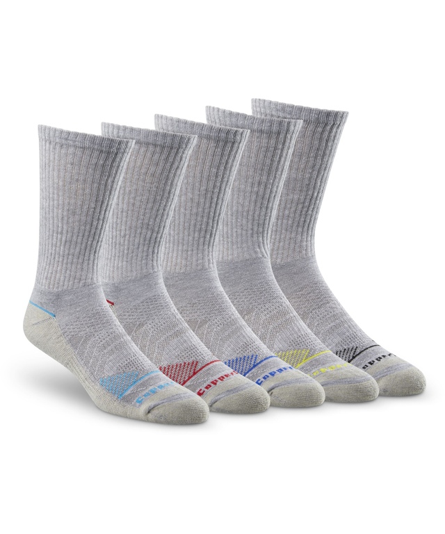 Copper Sole Men's 5 Pack Extreme Atheletic Crew Socks