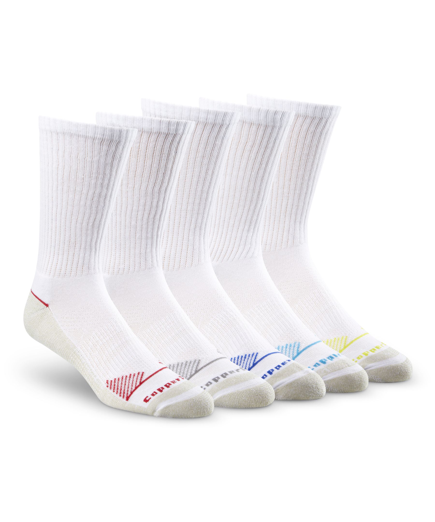 Copper Sole Men's 5 Pack Extreme Atheletic Crew Socks
