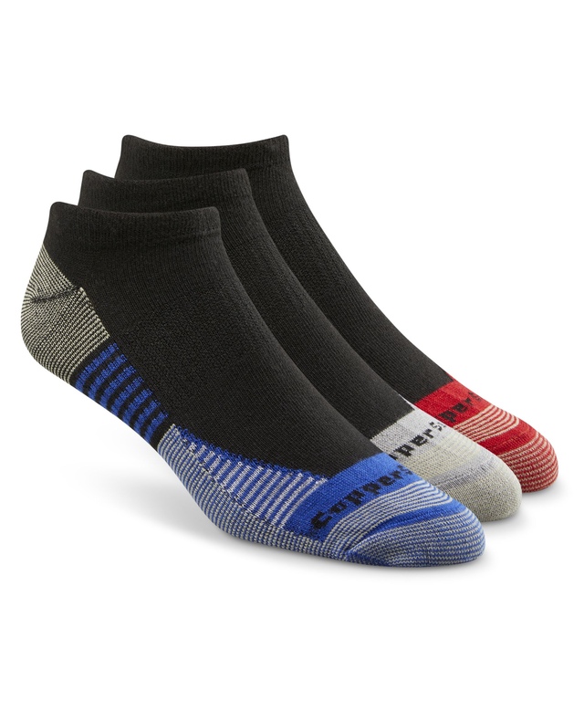Copper Sole Men's 3 Pack Extreme Atheletic Low Cut Socks