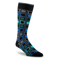 Denver Hayes Men's Geometric Pattern Novelty Crew Socks Front_Three_Fourths_Angled_Right
