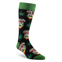 Denver Hayes Men's Marijuana Pattern Novelty Crew Socks Front_Three_Fourths_Angled_Right