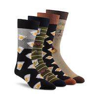 Boîte cadeau de chaussettes décontractées à motifs fantaisie sur thème de bourbon pour hommes, Denver Hayes, paquet de 4 paires Front_Three_Fourths_Angled_Right
