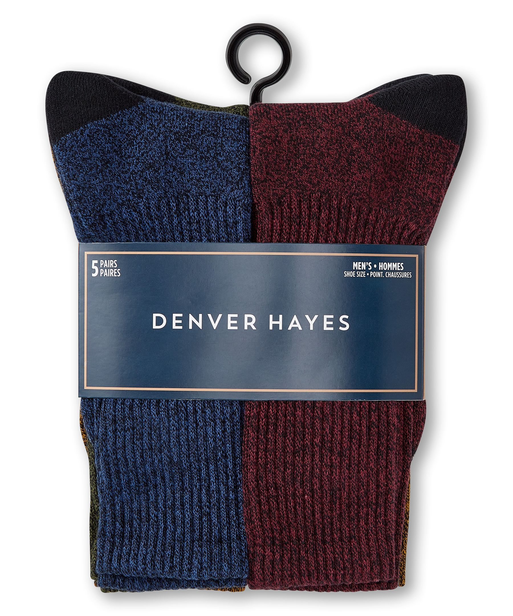 Mi-chaussettes décontractées pour hommes, Denver Hayes, paquet de 5