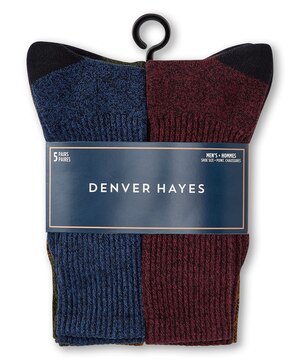 Denver Hayes Men's Casual Crew Socks, 5 Pack