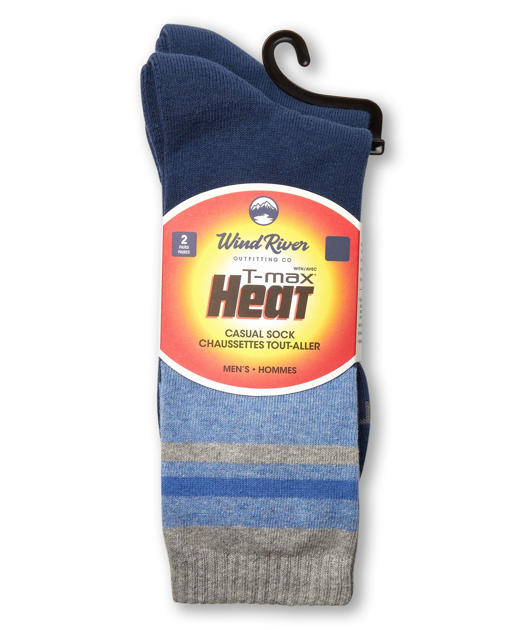 WindRiver Men's T-MAX HEAT® Casual Cushioned Socks, 2 Pack