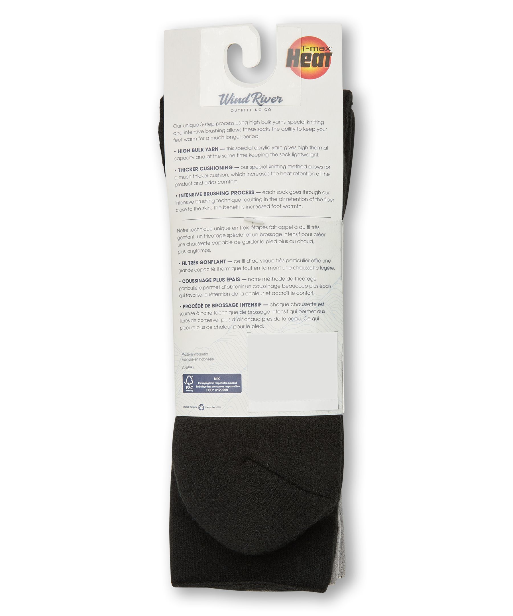 Chaussettes légères isothermes pour bottes pour la chaleur pour hommes, WindRiver, paquet de 2