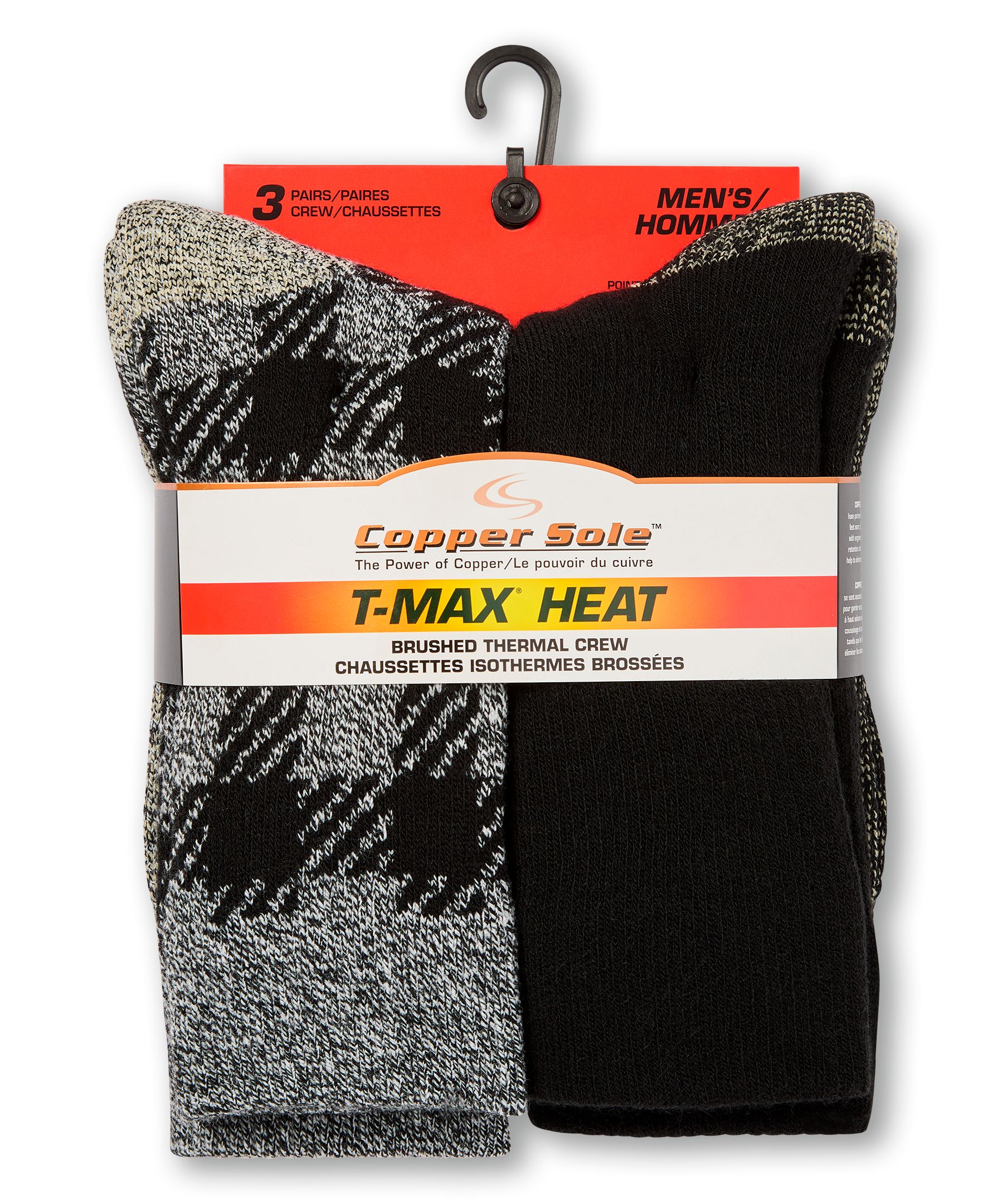 Chaussettes isothermes T-Max pour hommes, paquet de 3&nbsp;paires, Copper Sole
