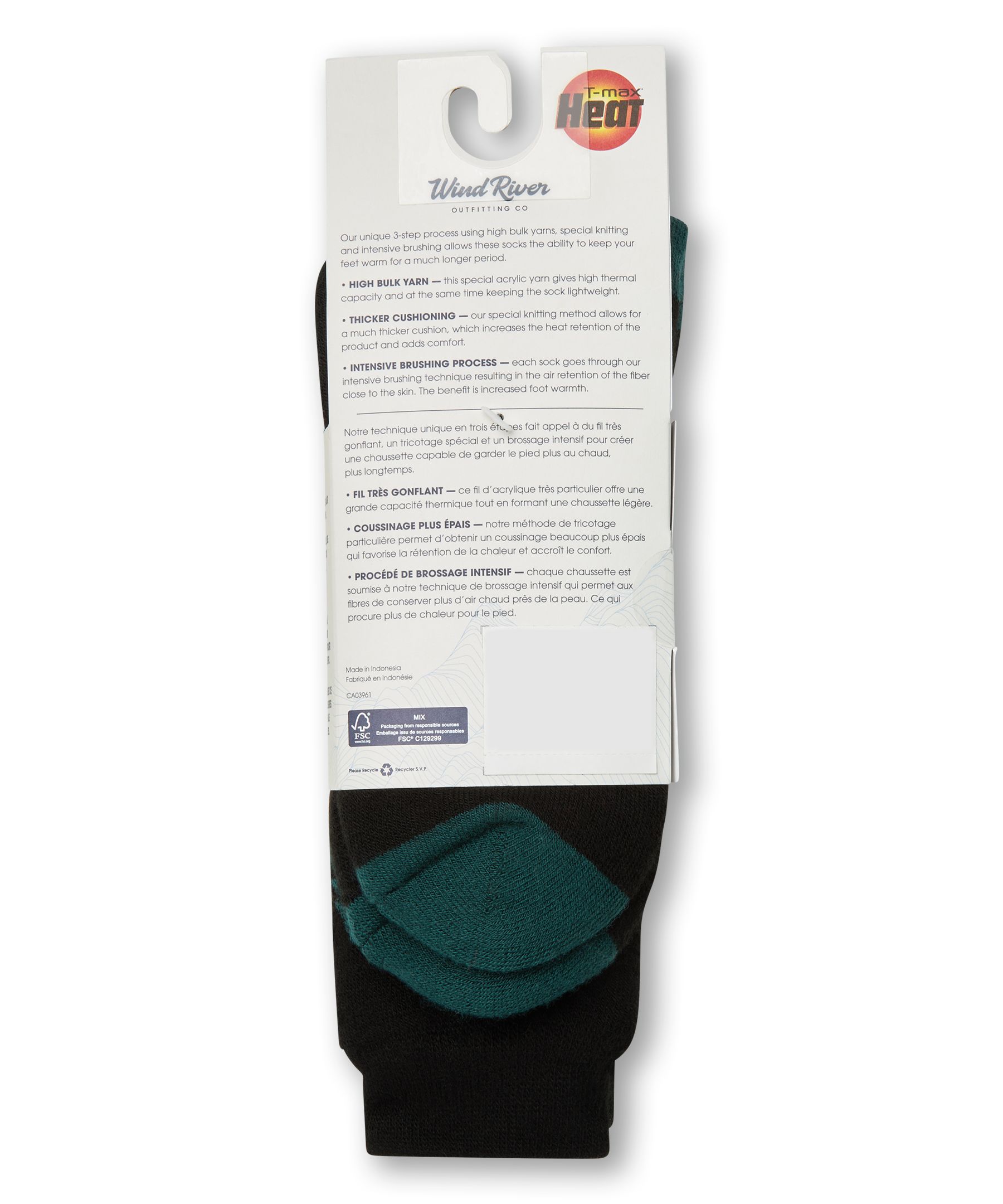 Chaussettes isothermes pour bottes T-MAX HEATMD double couche pour la chaleur pour hommes, WindRiver