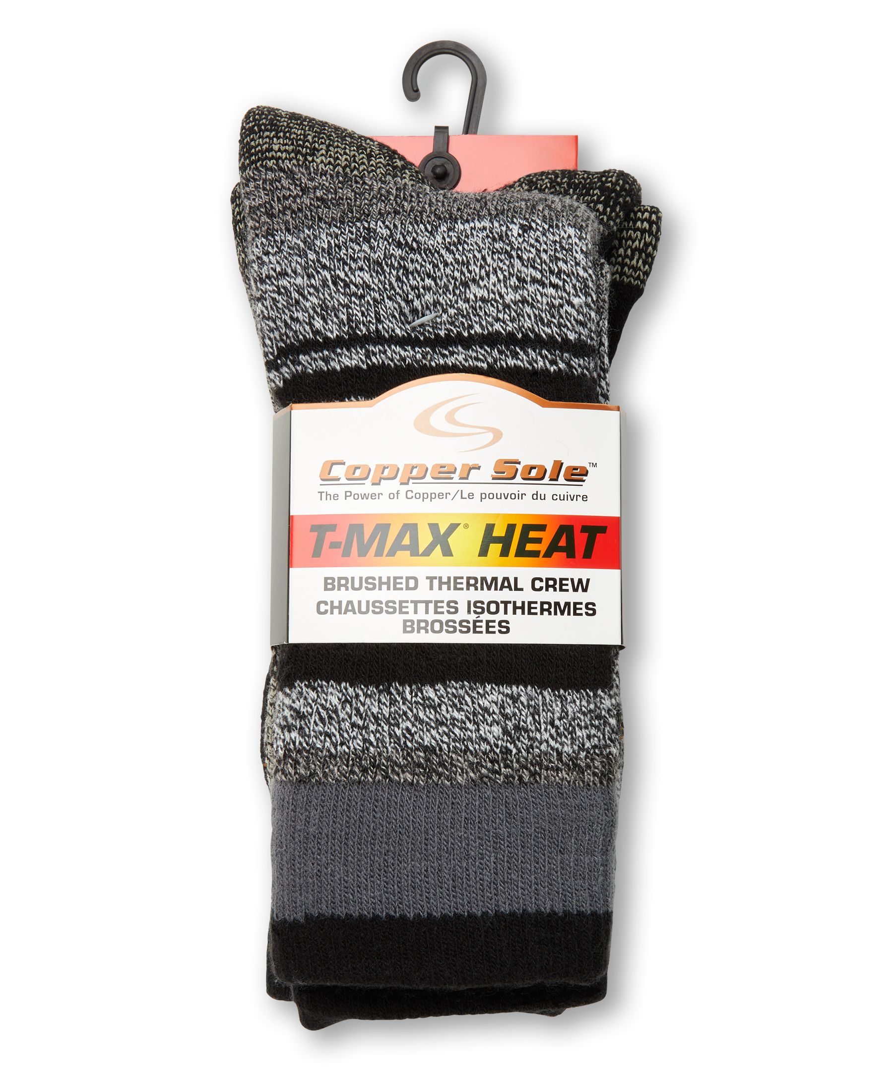 Mi-chaussettes isothermes brossées T-MAX HEATMD pour hommes, Copper Sole, paquet de 2