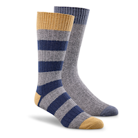 Mi-chaussettes décontractées à rayures pour hommes, Denver Hayes, paquet de 2 paires Front_Three_Fourths_Angled_Right