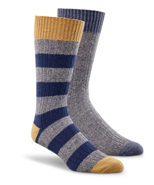 Mi-chaussettes décontractées à rayures pour hommes, Denver Hayes, paquet de 2 paires