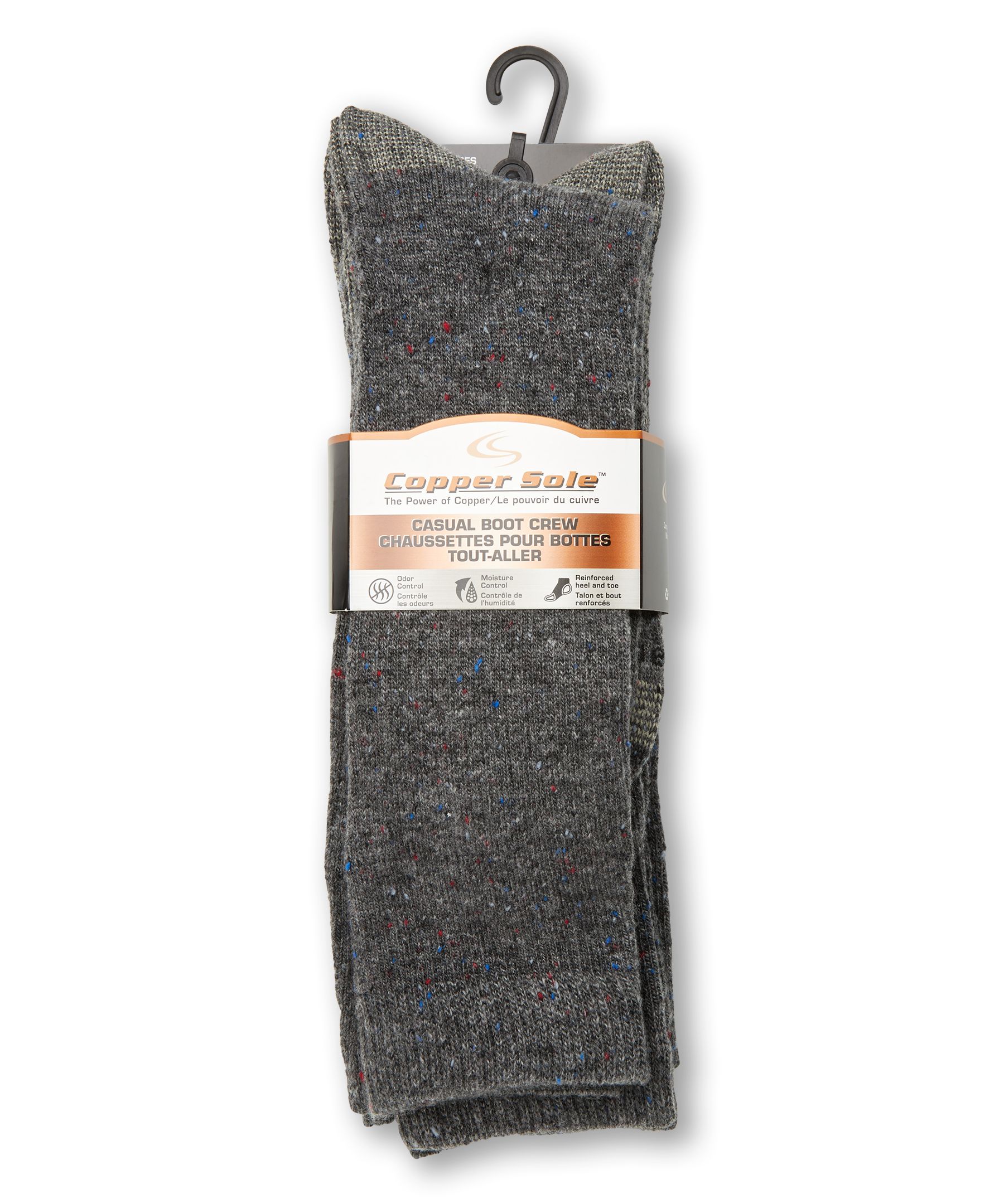 Mi-chaussettes décontractées en fil à boutons, Copper Sole, paquet de 3