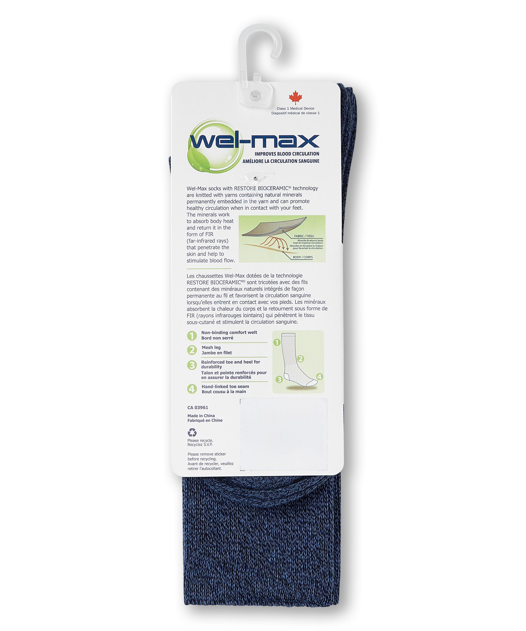 Welmax Men's Bioceramic™ Non-Binding Casual Socks, 2 Pack