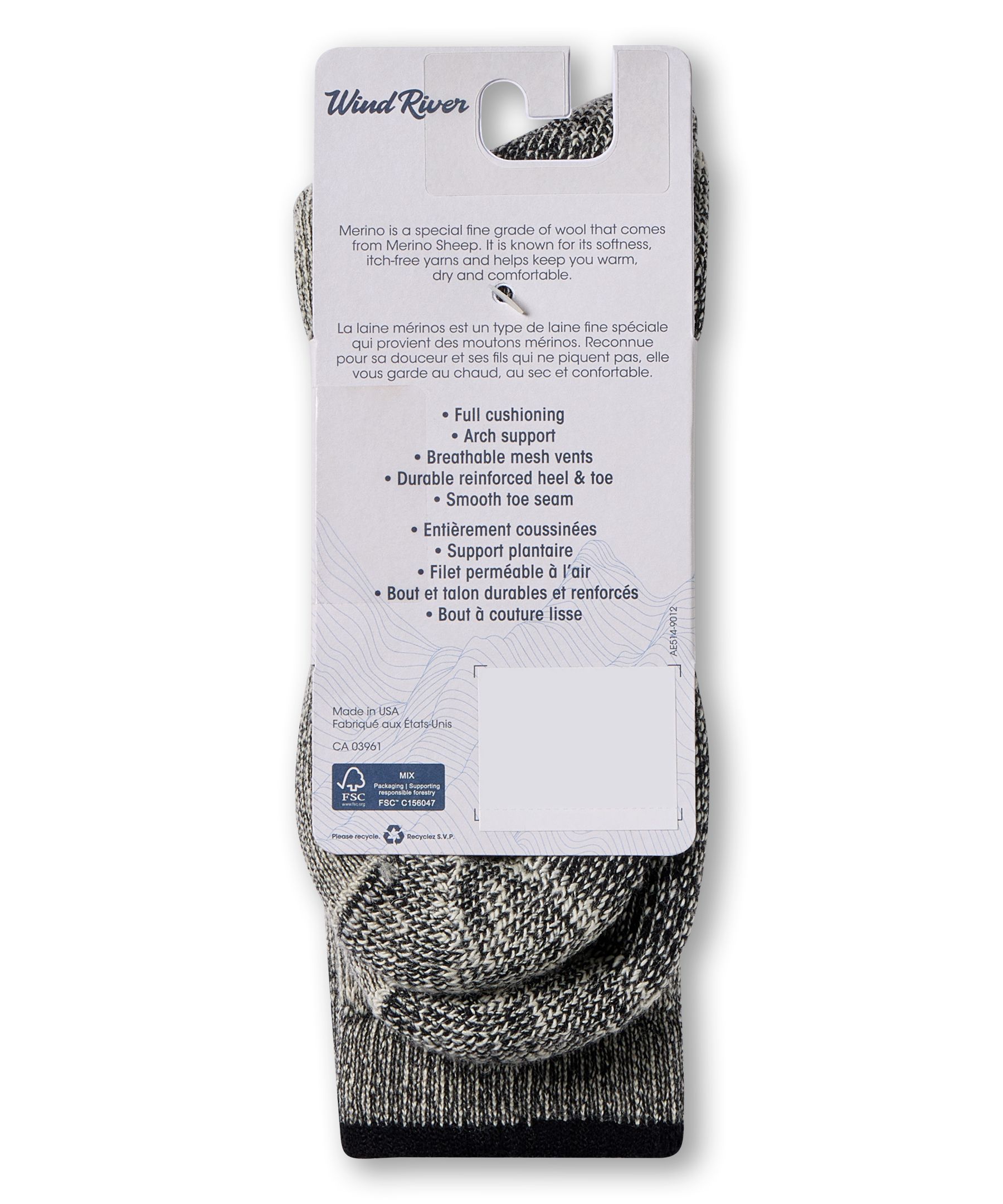 Mi-chaussettes épaisses en mélange de laine mérinos pour hommes, WindRiver