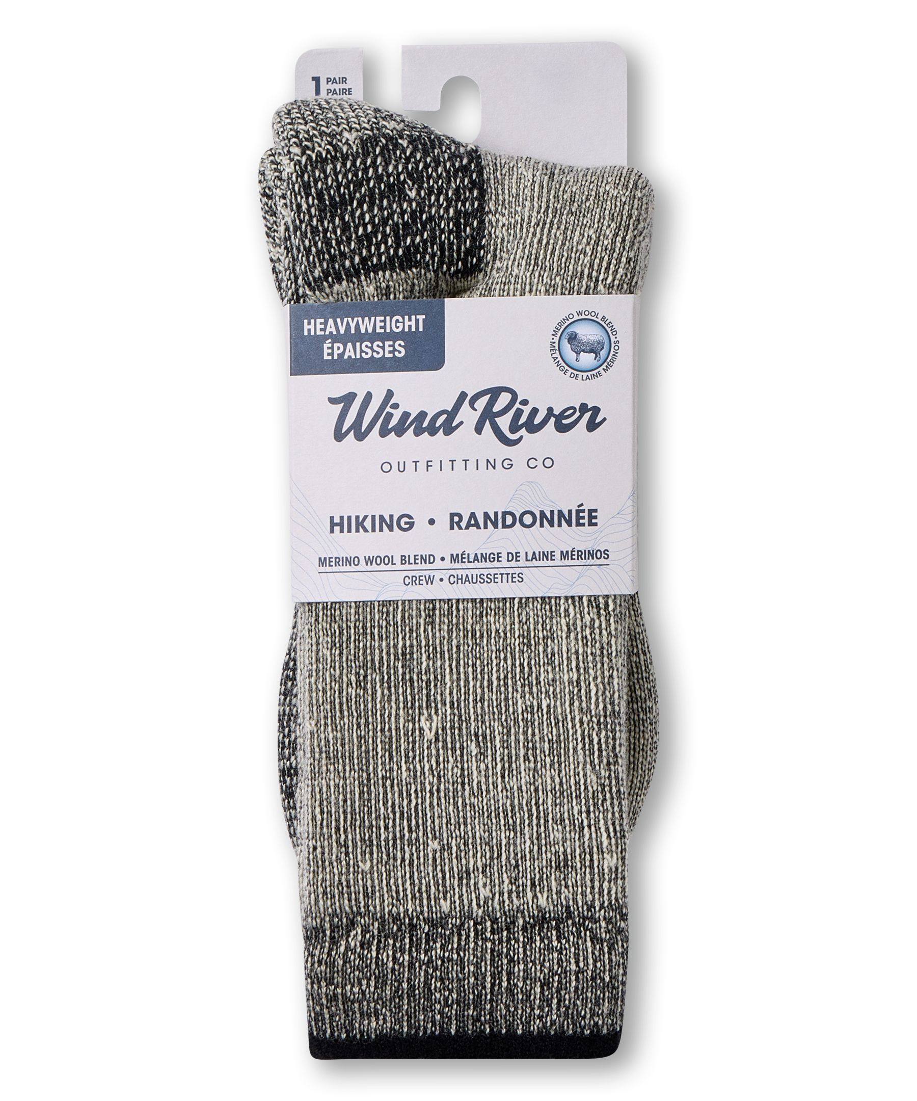 Mi-chaussettes épaisses en mélange de laine mérinos pour hommes, WindRiver