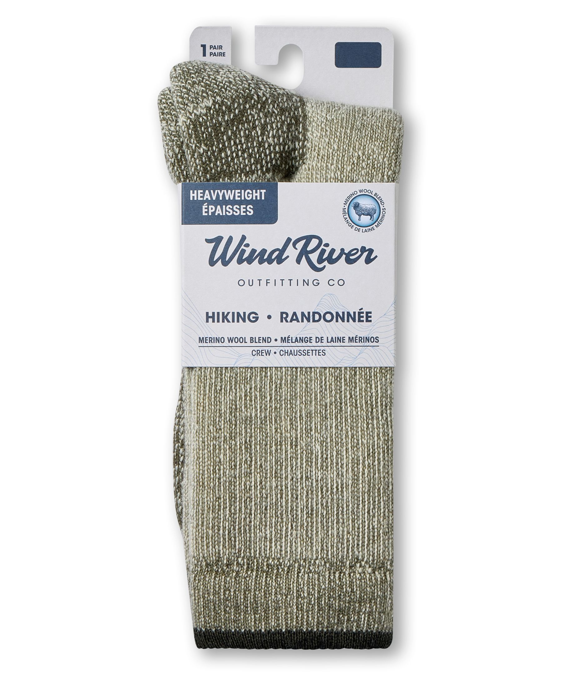 Mi-chaussettes épaisses en mélange de laine mérinos pour hommes, WindRiver