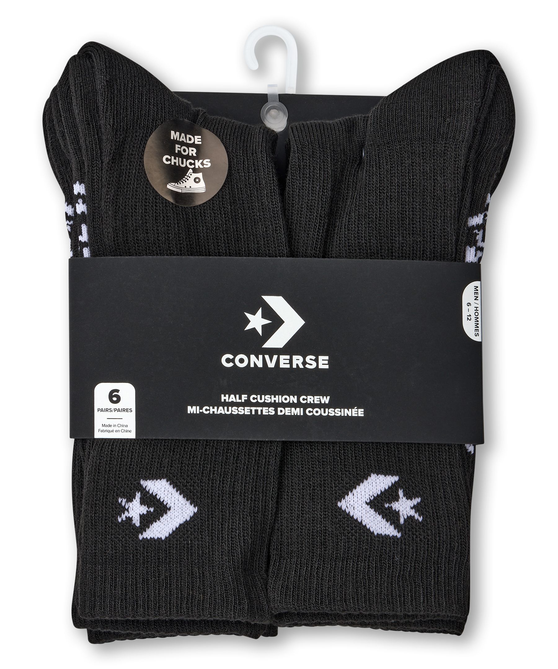 Mi-chaussettes de sport pour hommes, Converse, paquet de 3&nbsp;paires