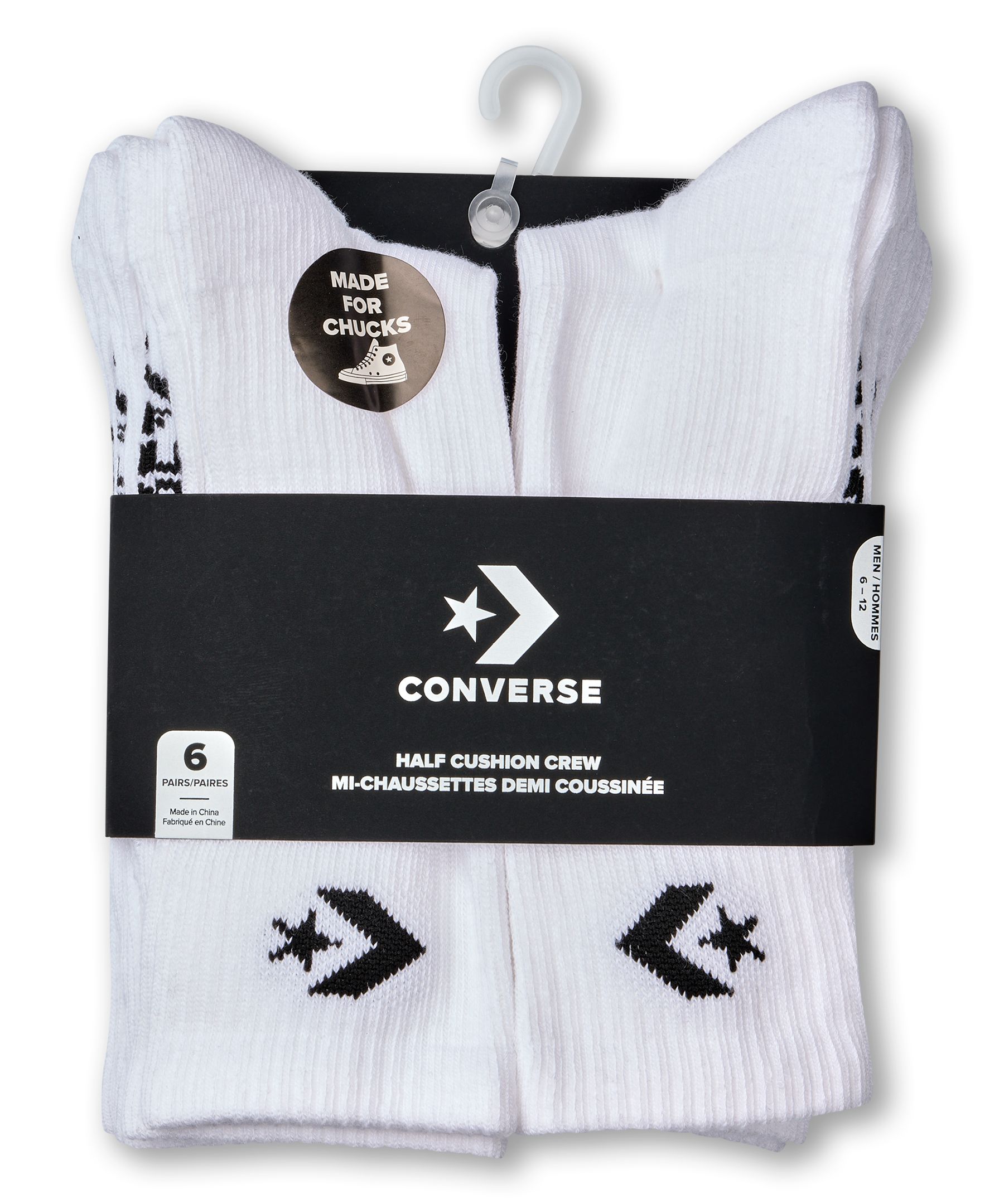 Mi-chaussettes de sport pour hommes, Converse, paquet de 3&nbsp;paires