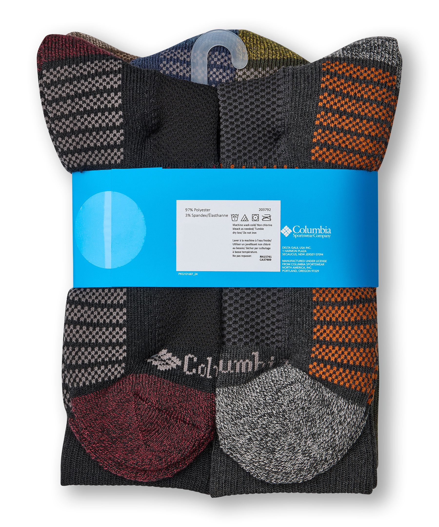 Mi-chaussettes de sport pour hommes, Columbia, paquet de 6&nbsp;paires