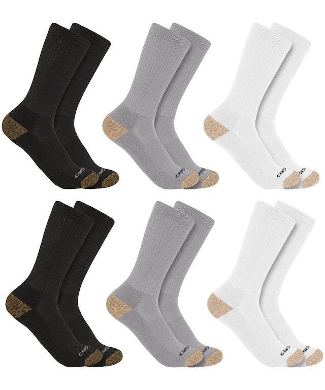 Carhartt Chaussettes de travail d'équipe de poids moyen pour hommes, paquet de 6