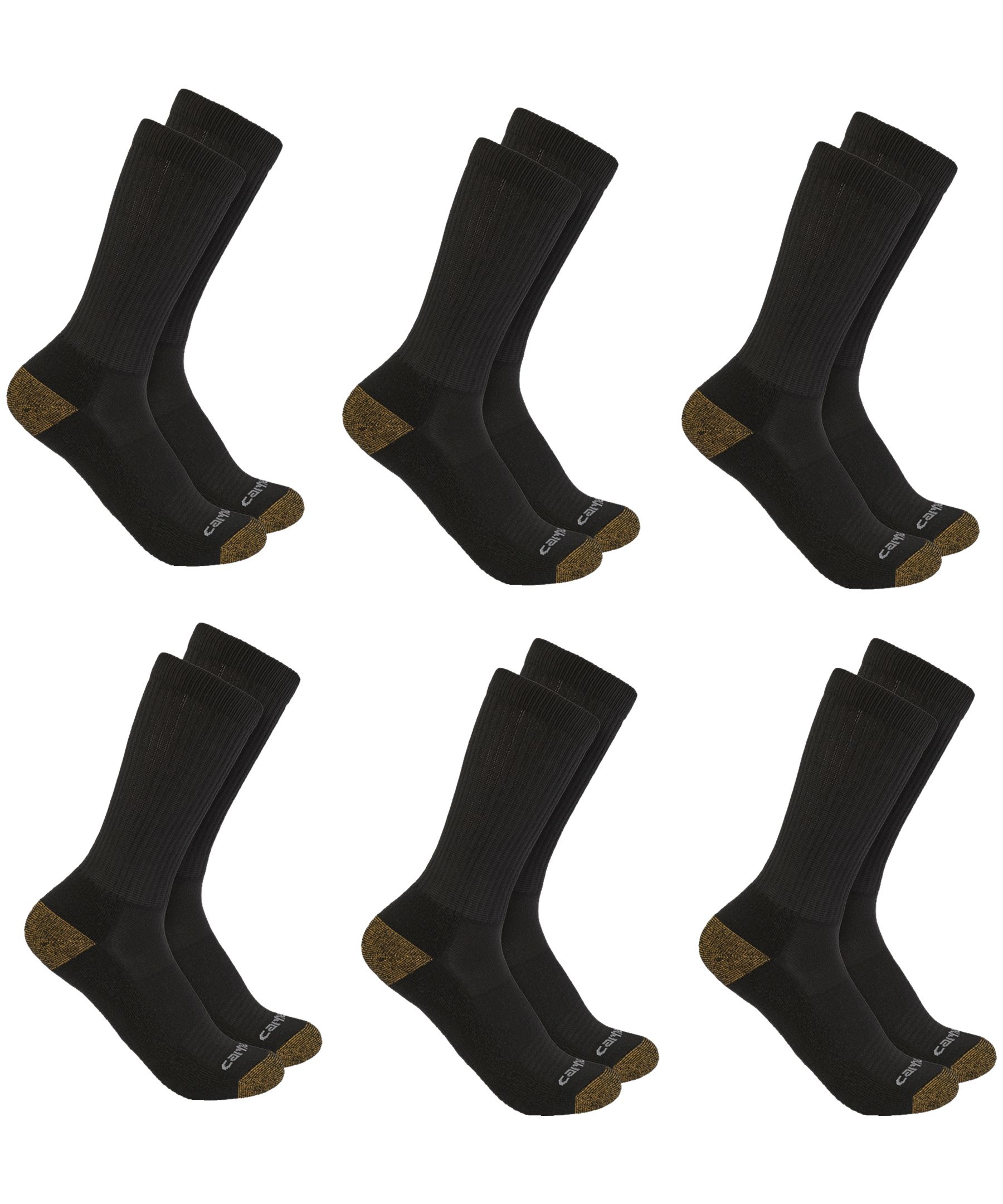 Carhartt Men's Medium Weight Crew Work Socks, 6 Pack