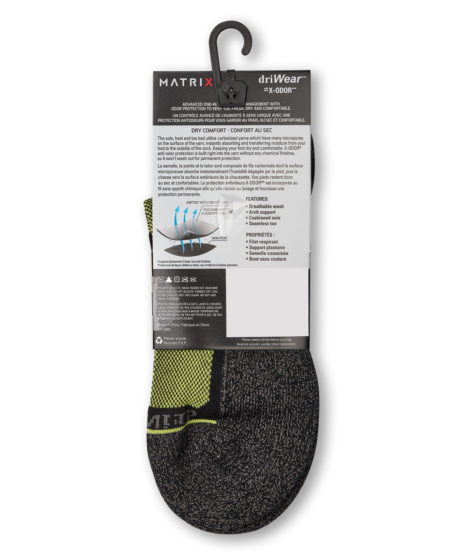 Matrix Men's BOGO driWear™ Quarter Cut Sport Socks