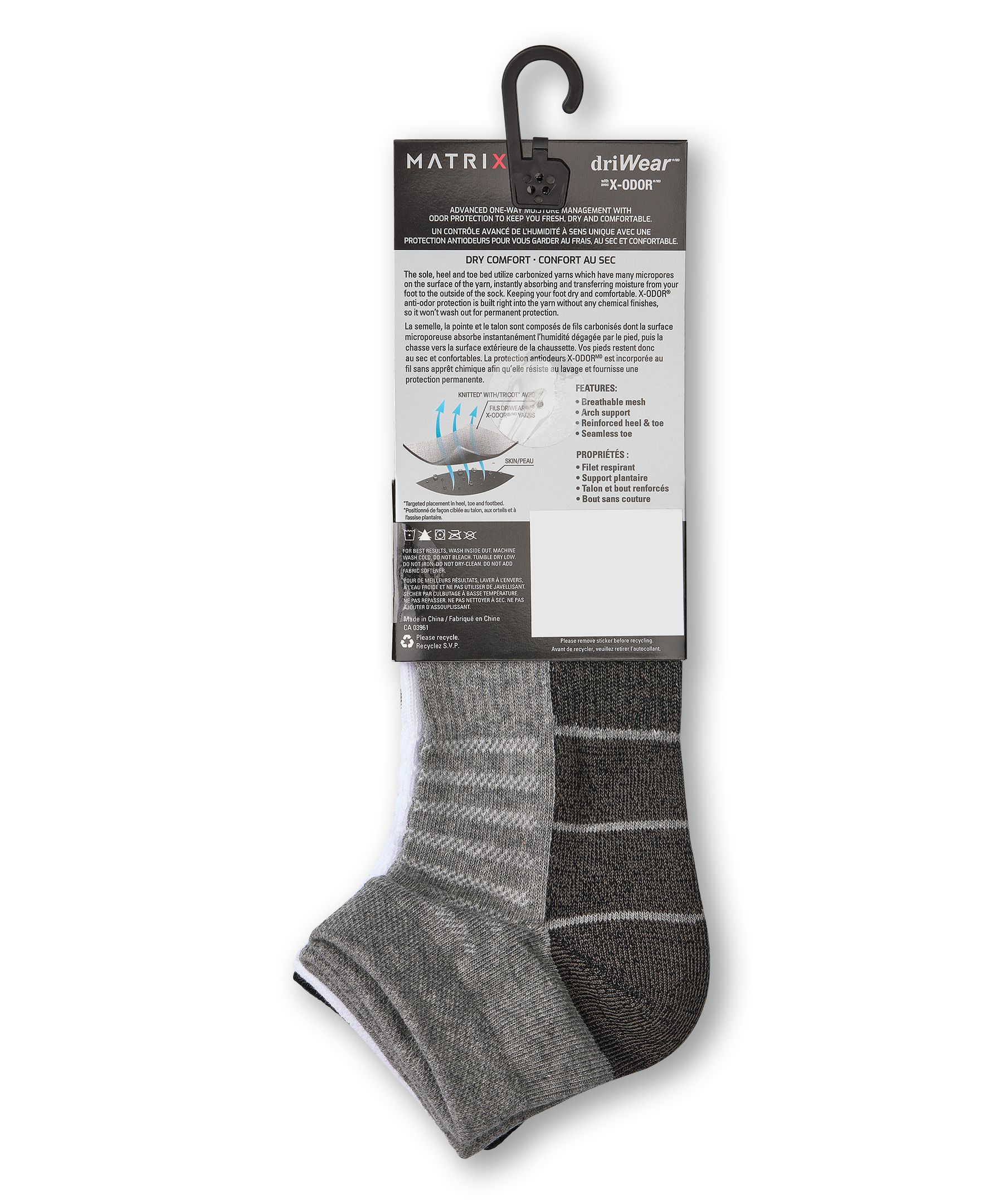 Matrix Men's driWear™ Tech Low Cut Sport Socks, 3 Pack