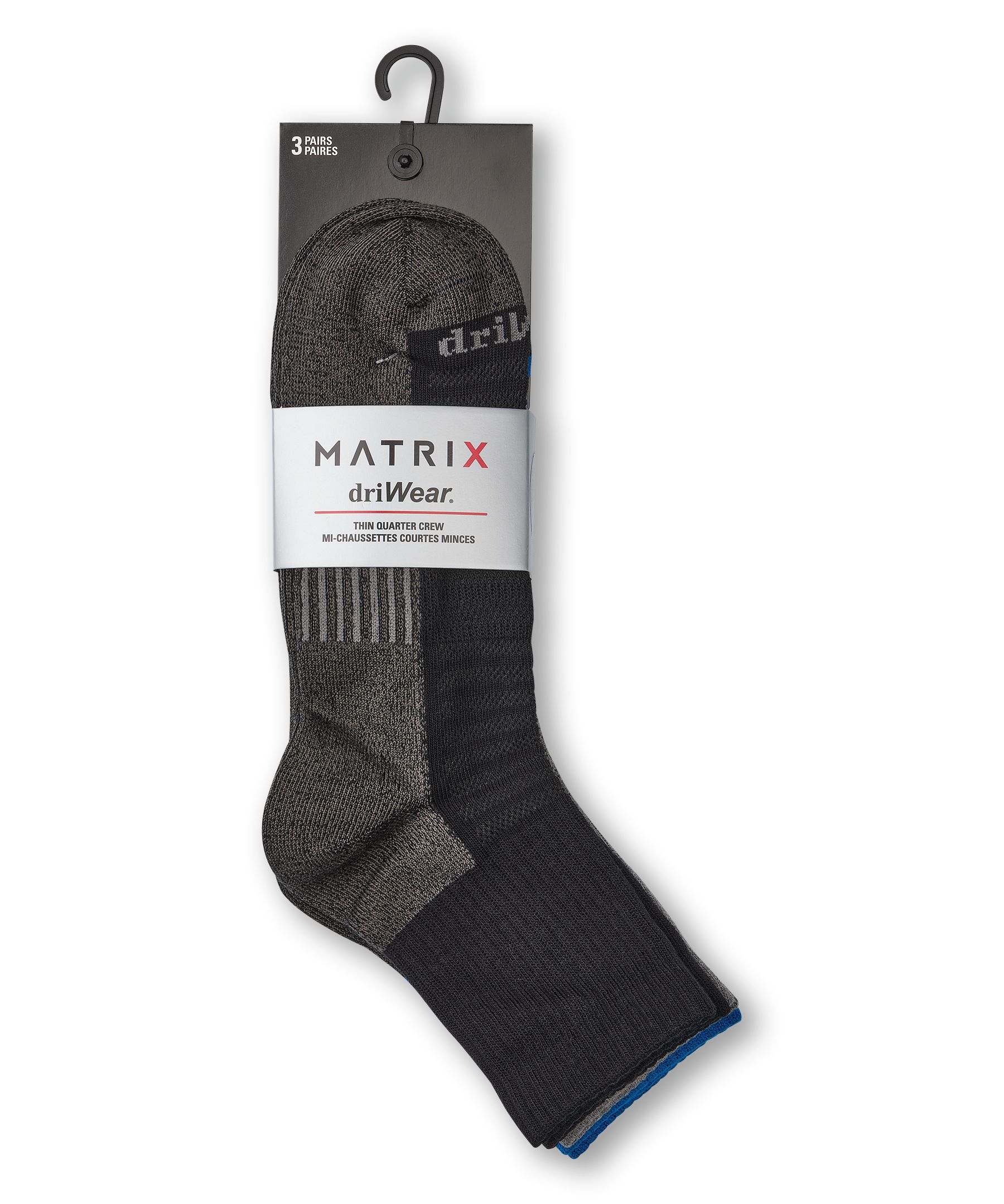 Matrix Men's driWear™ Tech Quarter Cut Sport Socks, 3 Pack
