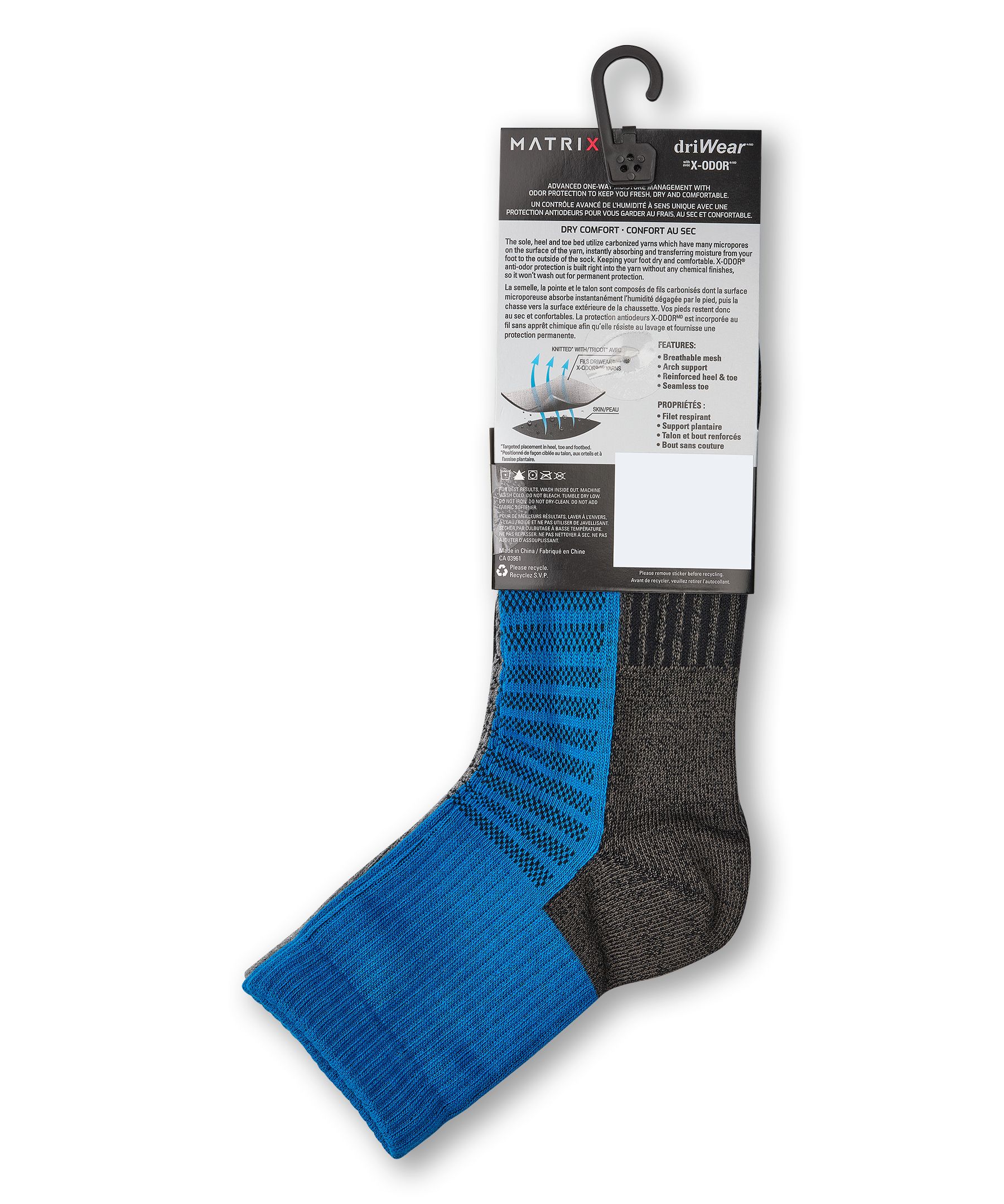 Matrix Men's driWear™ Tech Quarter Cut Sport Socks, 3 Pack