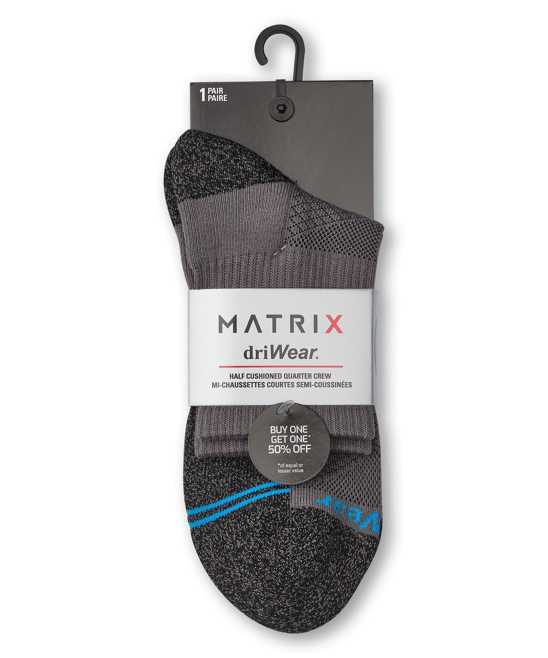 Matrix Men's BOGO driWear™ Quarter Cut Sport Socks