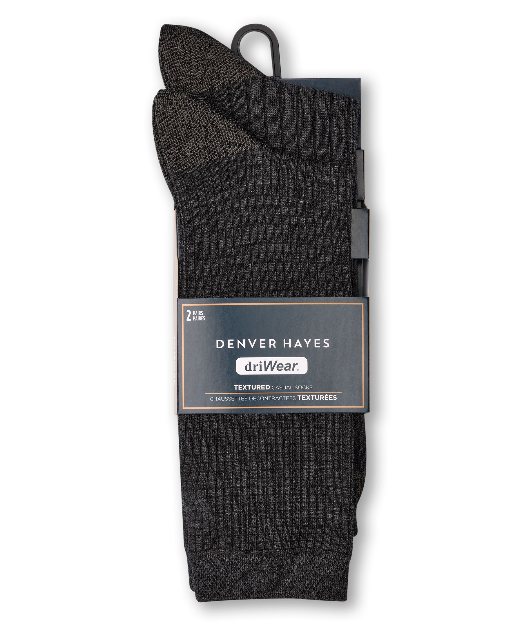 Denver Hayes Men's driWear™ Textured Casual Socks, 2 Pack