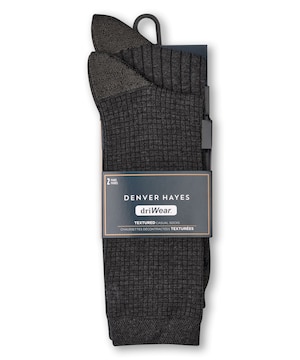 Denver Hayes Men's driWear™ Textured Casual Socks, 2 Pack