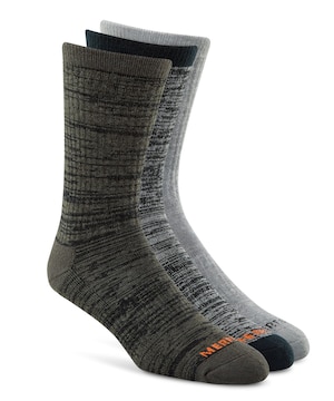 Merrell Men's Lightweight Wool Hiking Crew Socks - 3 Pack