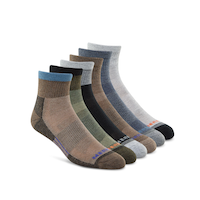 Merrell Men's 6Pk Cushion Quarter Cut Socks Front_Angled_Right