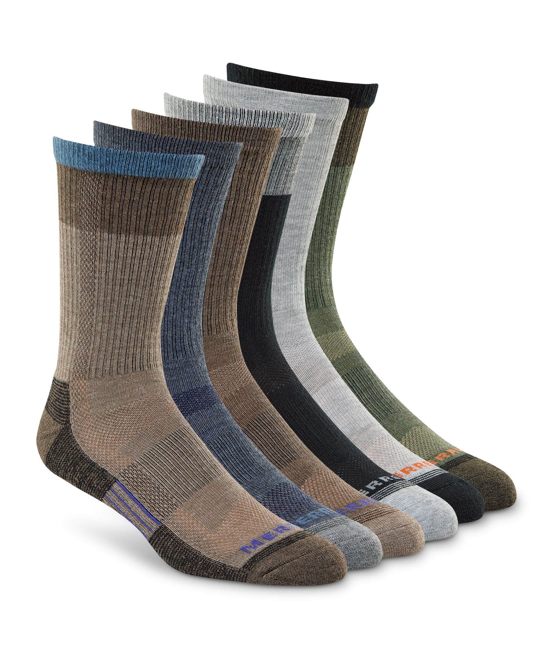 Mi-chaussettes rembourrées en tissu recyclé pour hommes, Merrell, paquet de 6&nbsp;paires