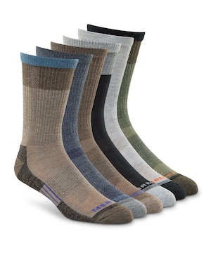 Merrell Men's 6 Pk Recycled Cushion Crew Socks