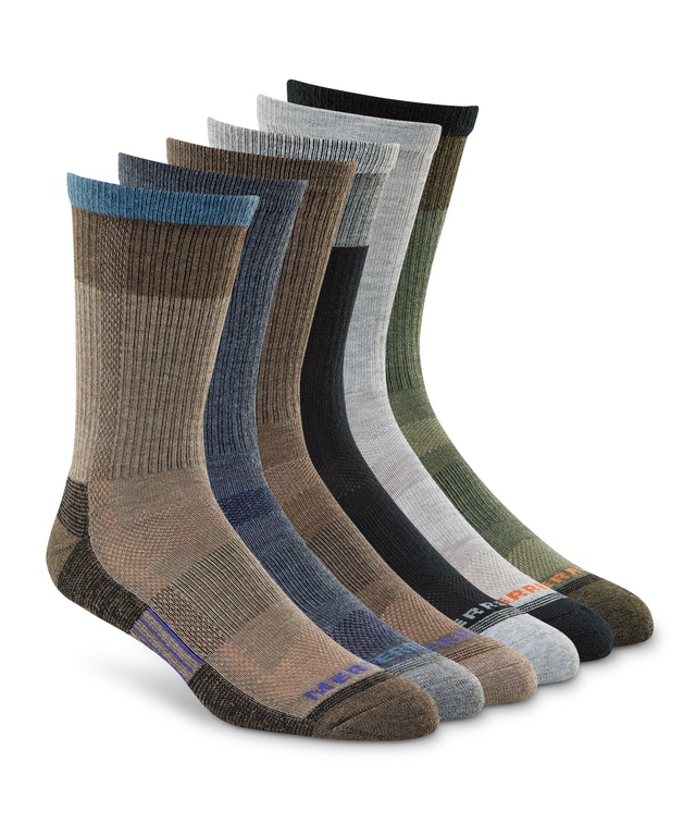 Mi-chaussettes rembourrées en tissu recyclé pour hommes, Merrell, paquet de 6 paires Front_Angled_Right