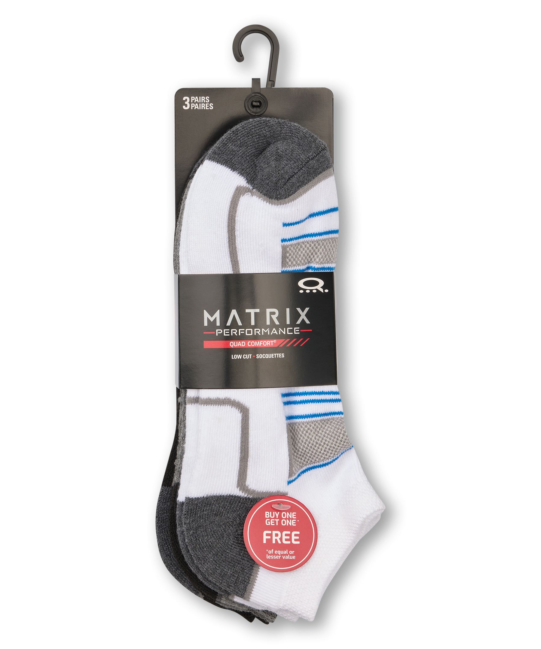 Chaussettes sport basses pour hommes, Matrix, paquet de 3&nbsp;paires - Achetez-en un paquet et obtenez-en un autre