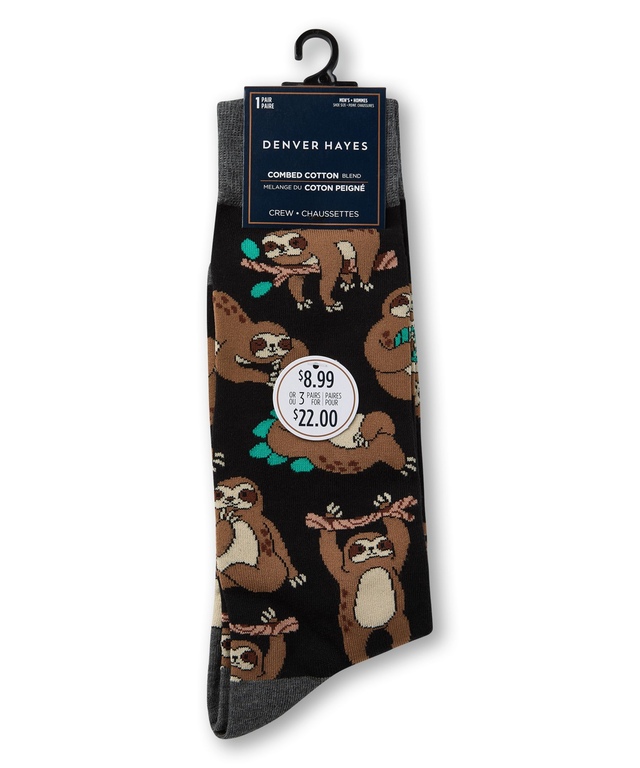 Mi-chaussettes décontractées à motifs fantaisie d'animaux avec FreshTech pour hommes, Denver Hayes