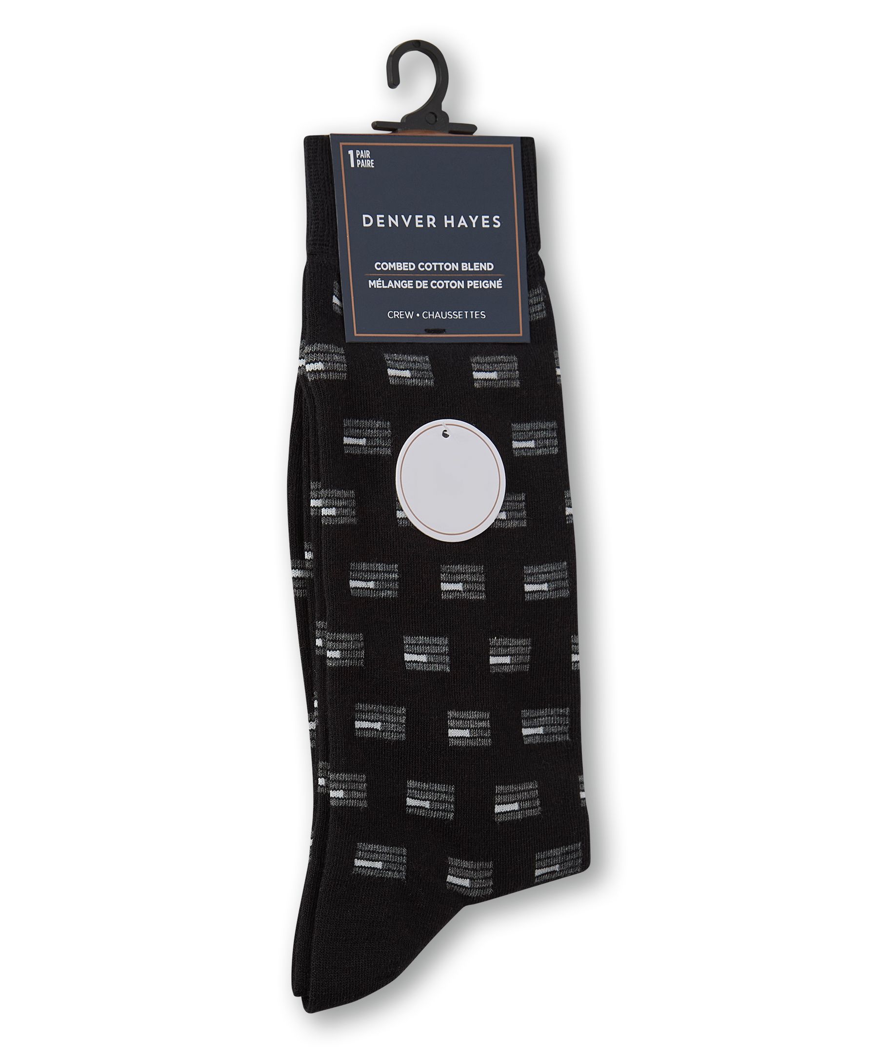 Denver Hayes Men's Geometric Pattern Crew Socks