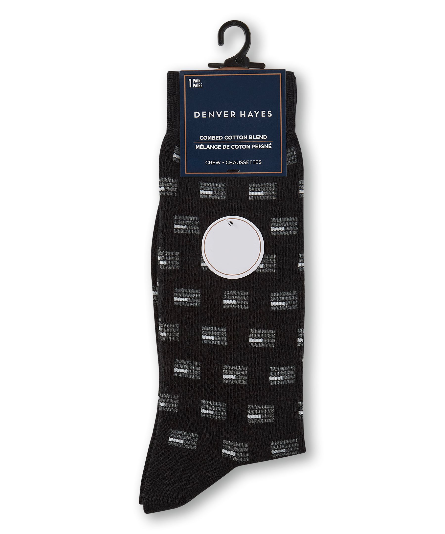 Denver Hayes Men's Geometric Pattern Crew Socks