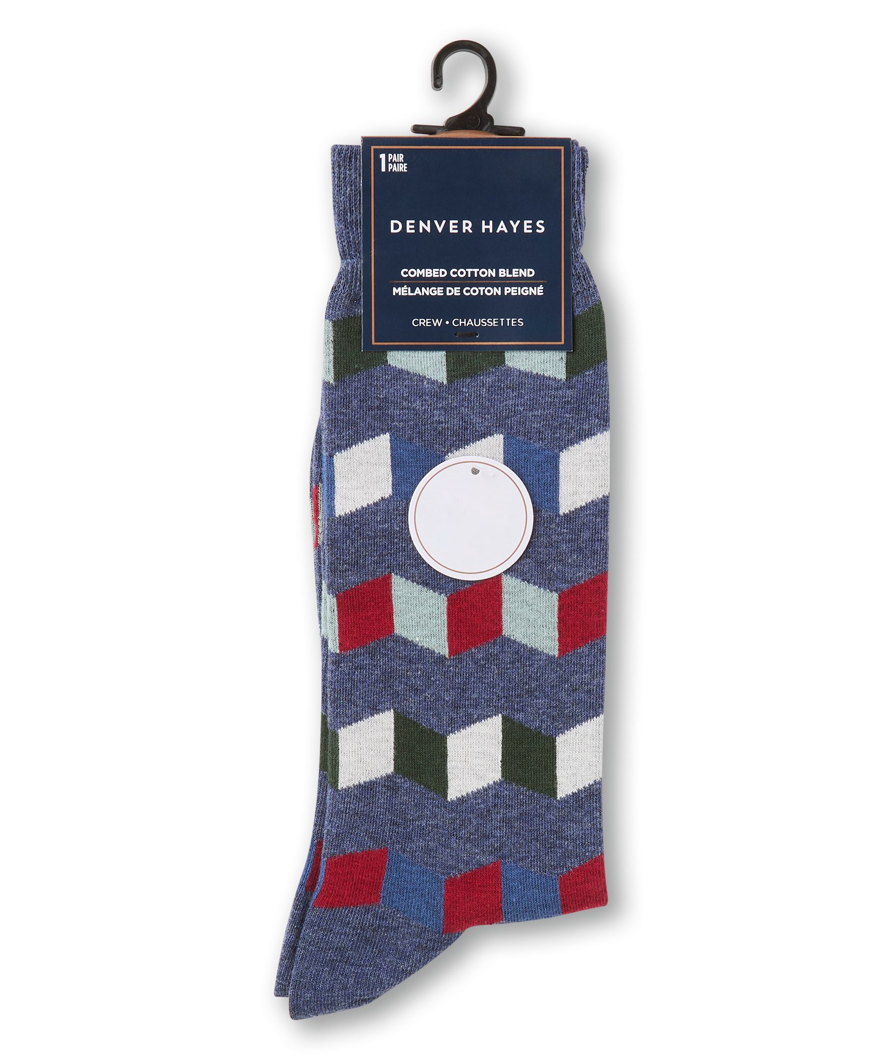 Denver Hayes Men's Geometric Pattern Crew Socks