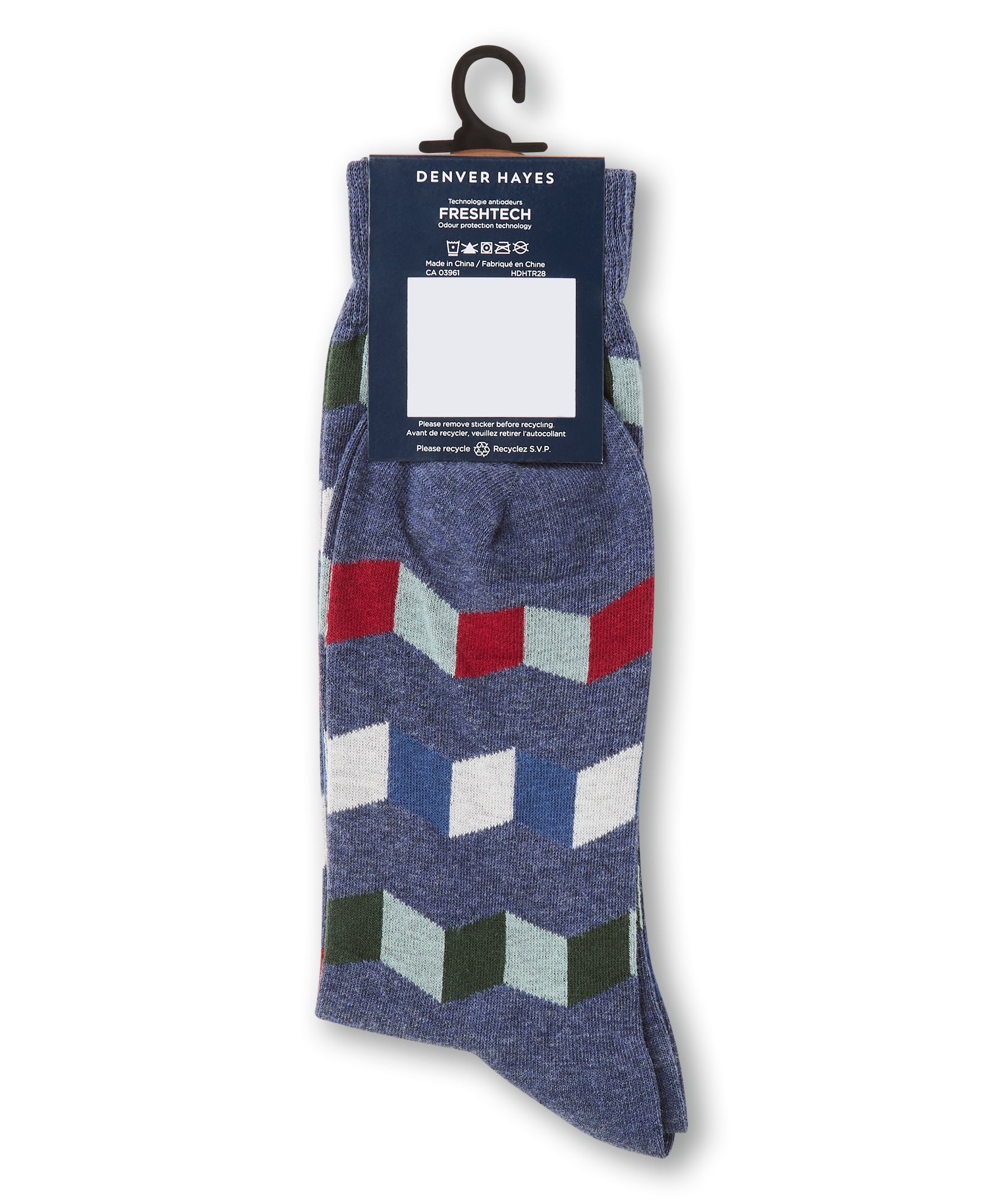 Denver Hayes Men's Geometric Pattern Crew Socks