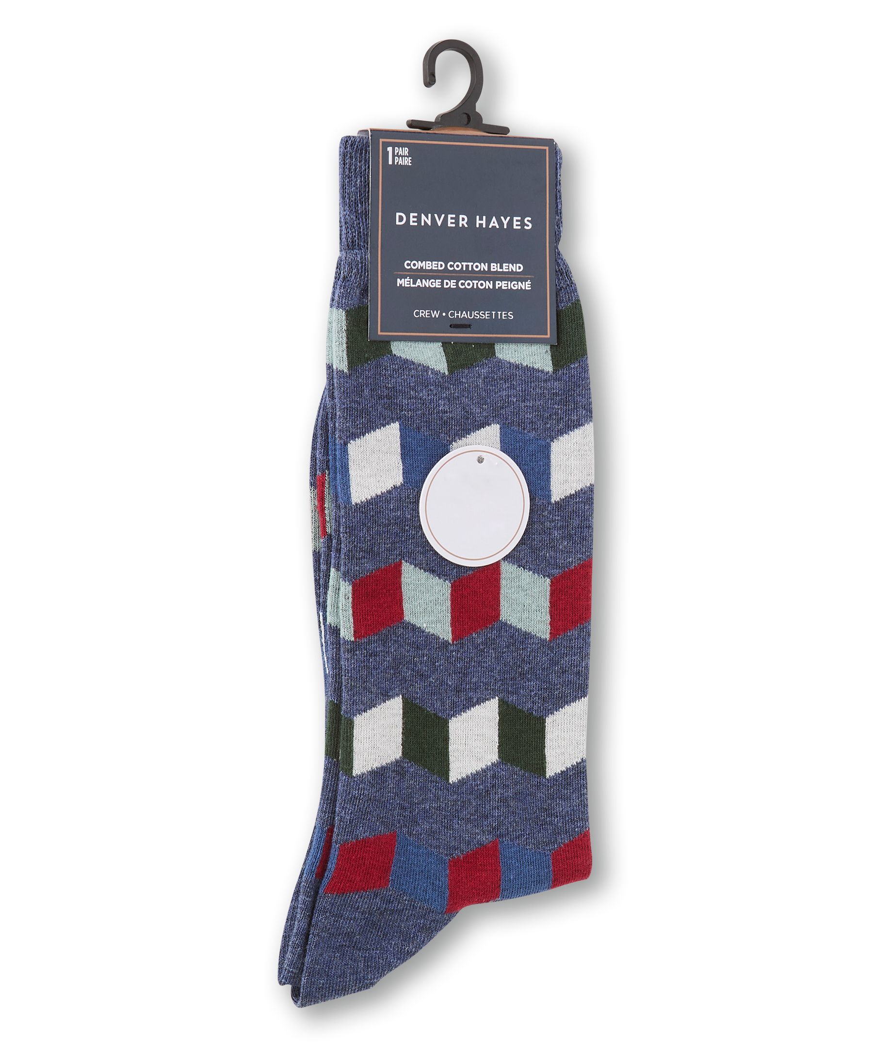 Denver Hayes Men's Geometric Pattern Crew Socks